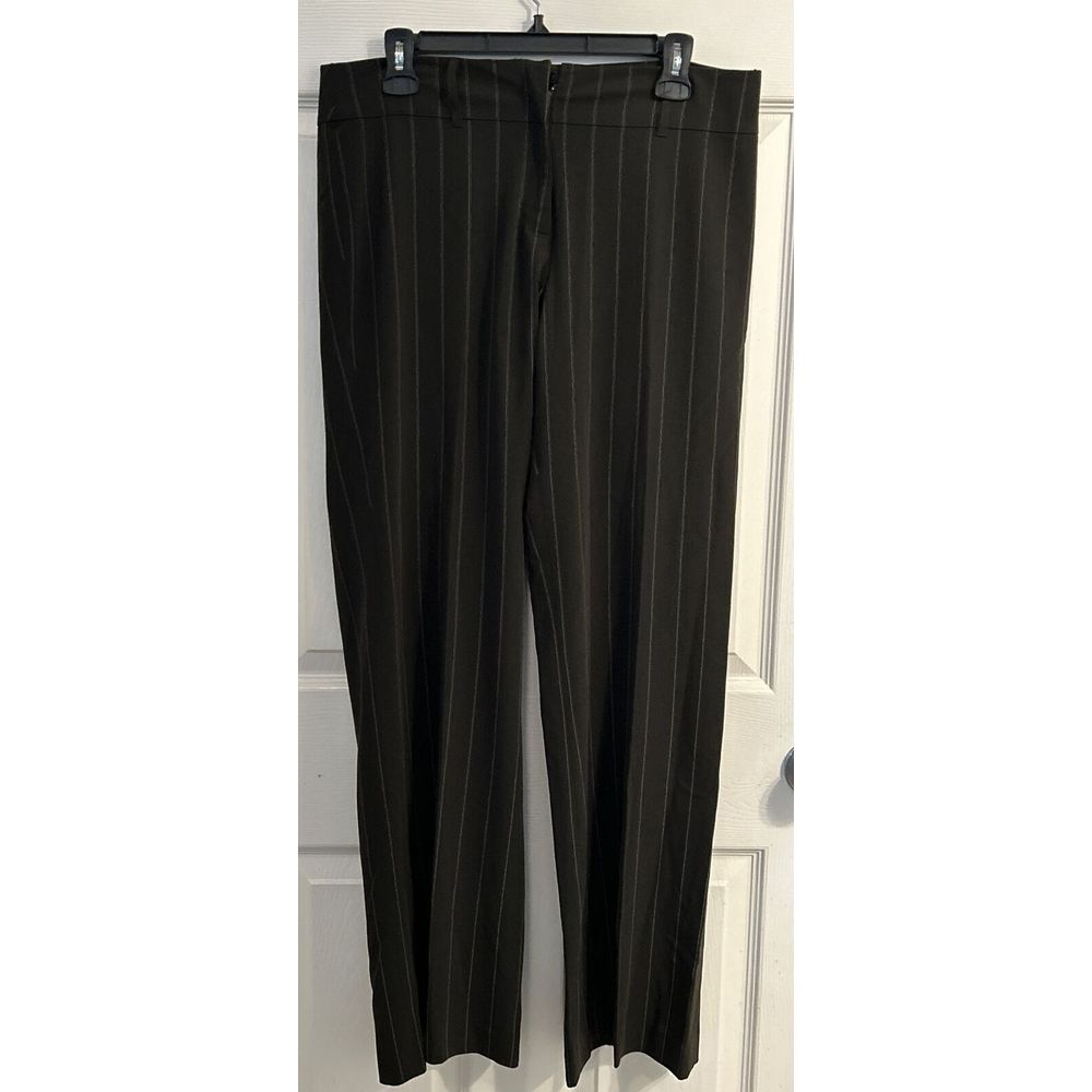 Plaza Pant By City DKNY‎ Dark Brown Pin Stripe Women's Size 8